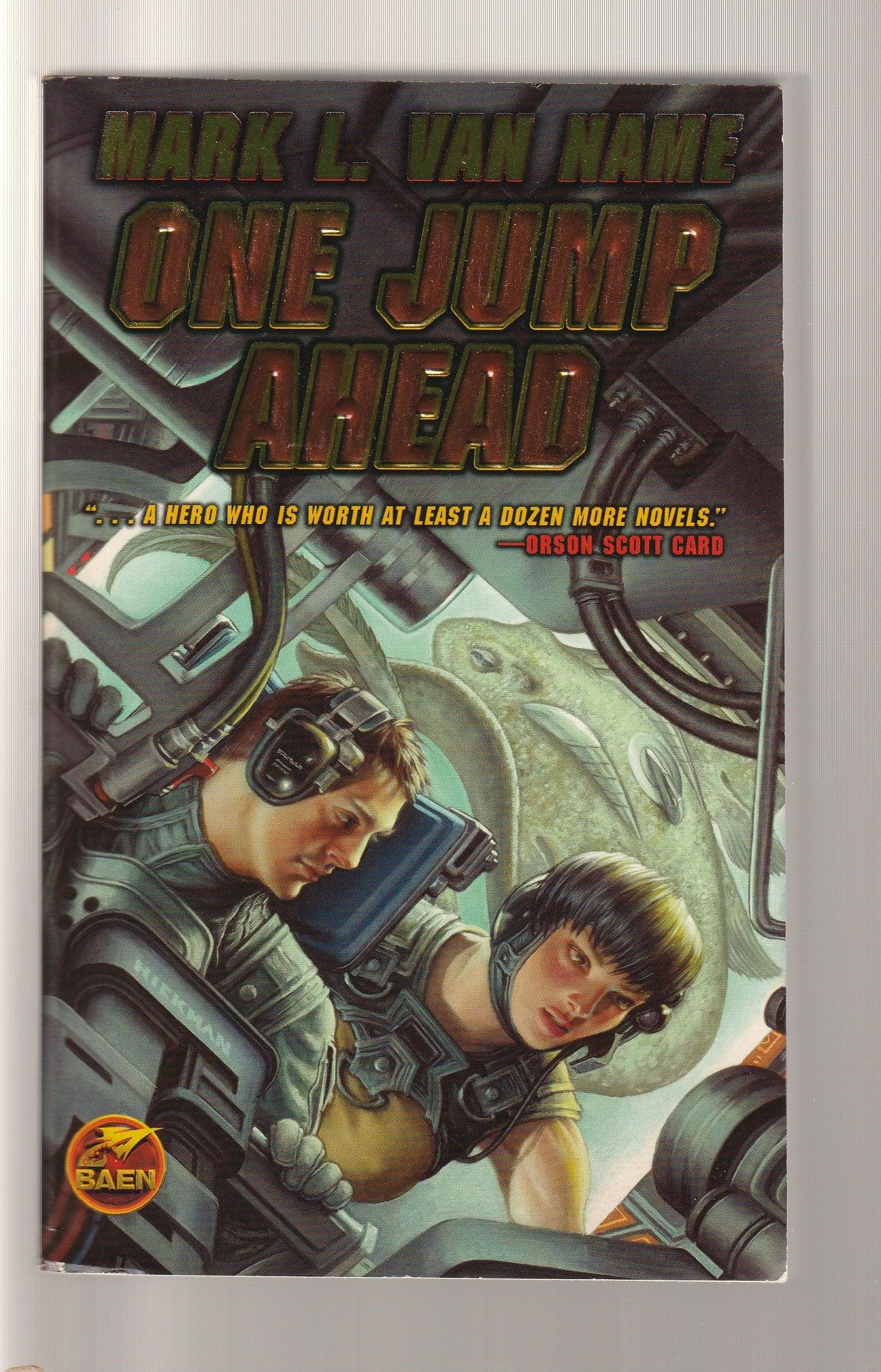 One Jump Ahead Action Adventure Artificial Intelligence fiction Humor Military Science Fiction paperback science fiction Science Fiction Fantasy Space Space Opera used Books