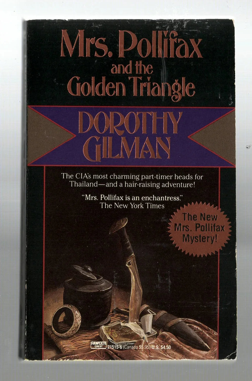Mrs. Pollifax and the Golden Triangle Adventure Cozy Mystery Espionage mystery mystery thriller Suspense used Books