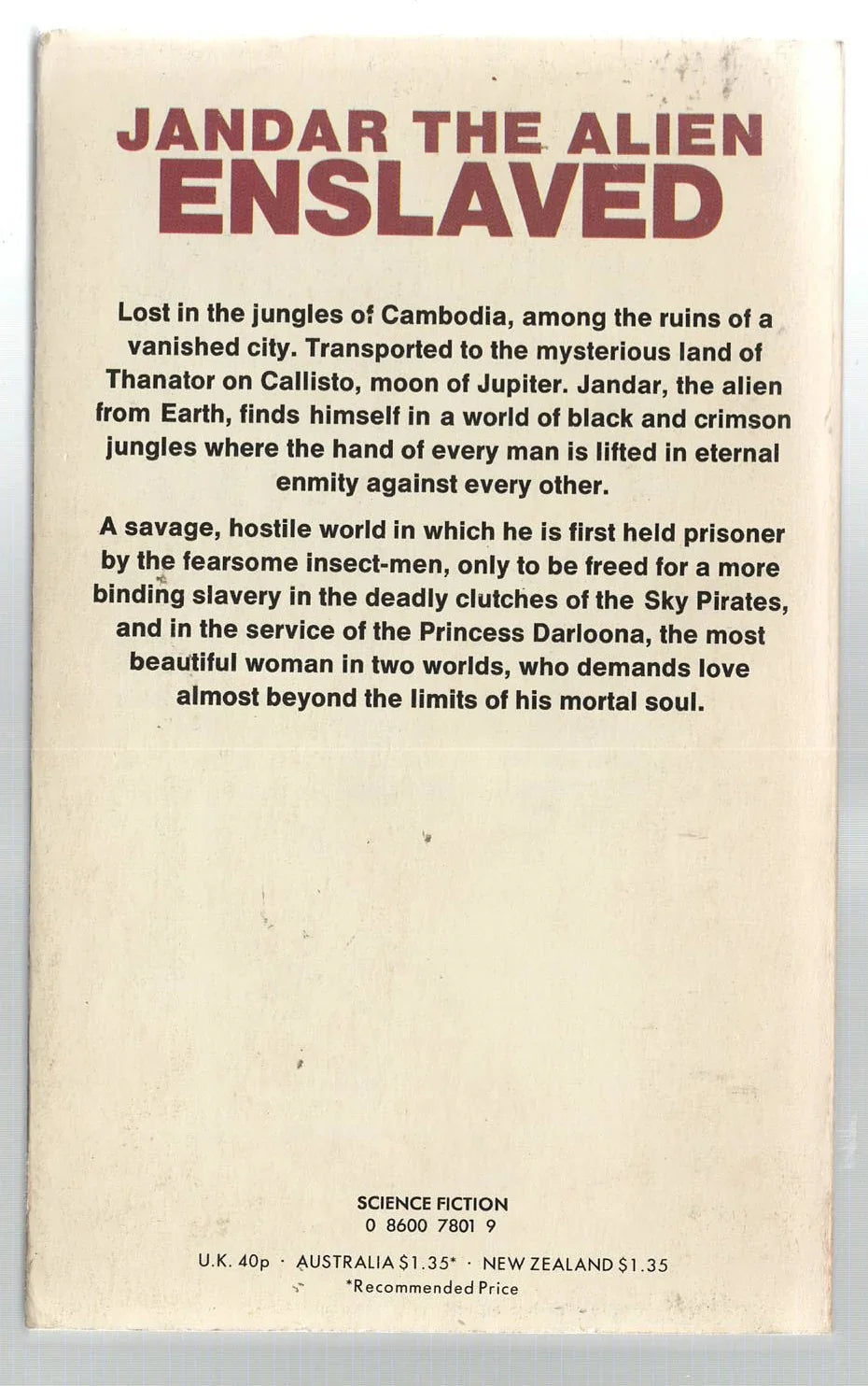 Jandar of Callisto Adventure Pulp Fiction Romance science fiction Science Fiction Fantasy used Vintage Books
