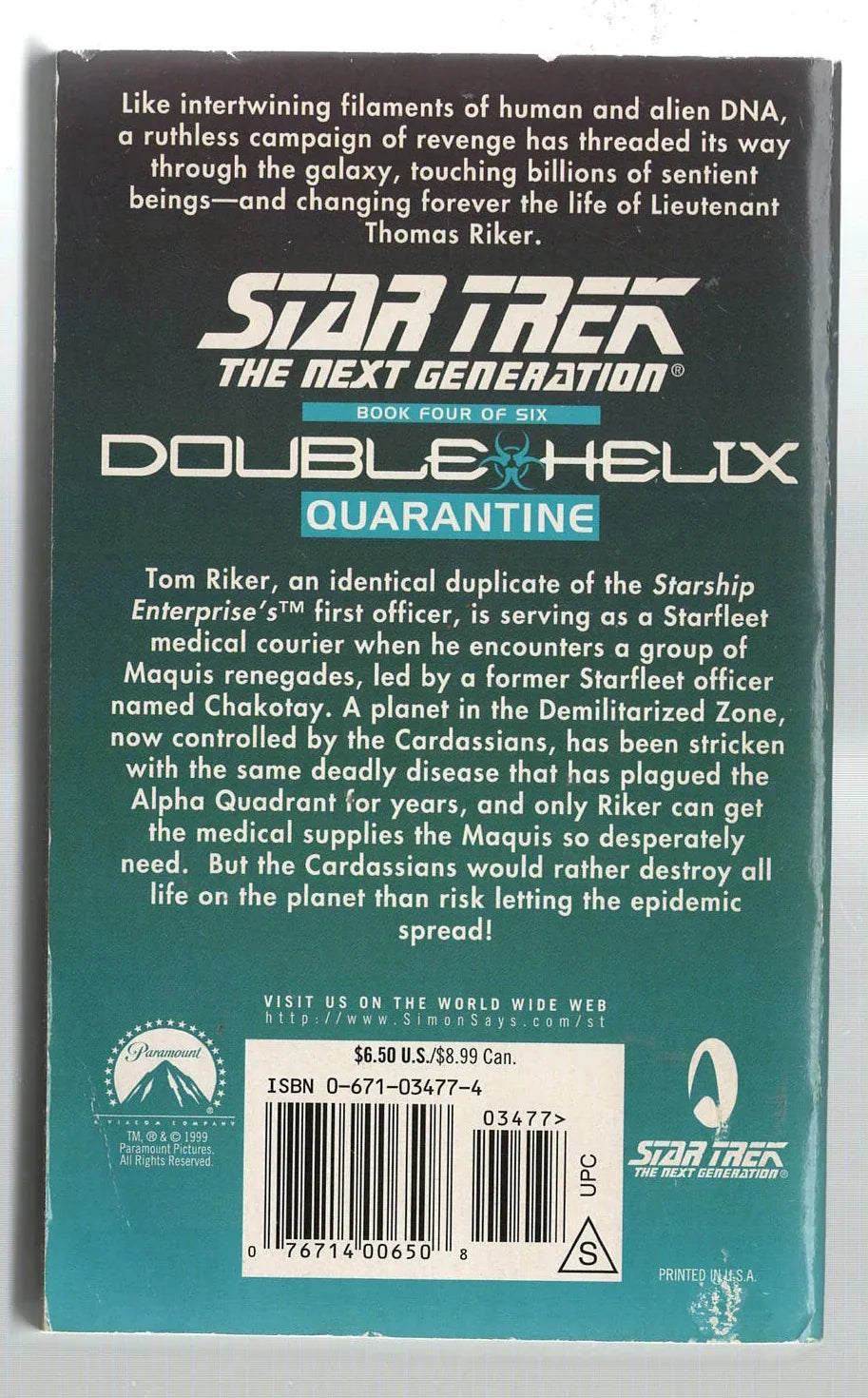 Quarantine media tie-in science fiction Science Fiction Fantasy Space Space Opera Star Trek used Books