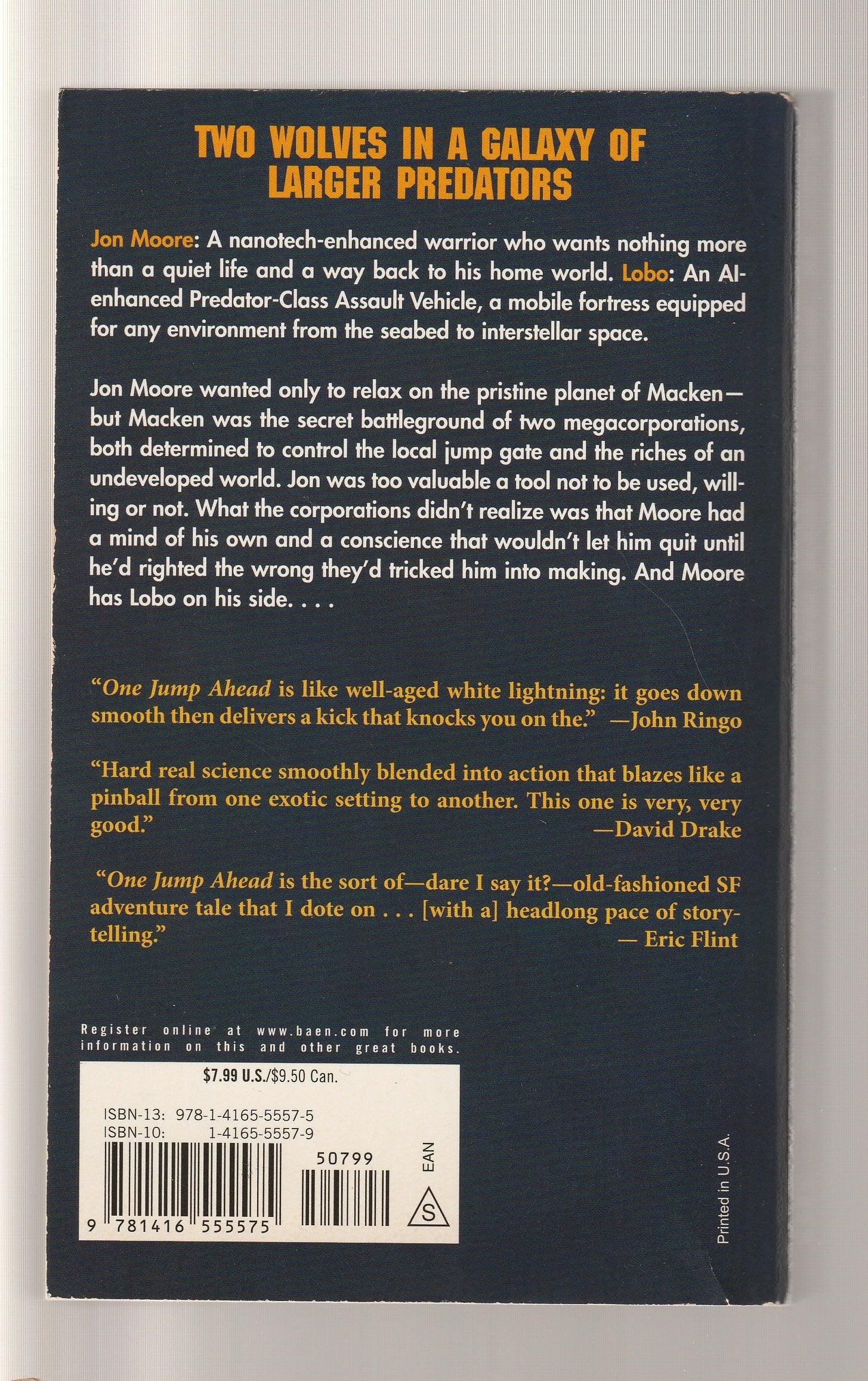 One Jump Ahead Action Adventure Artificial Intelligence fiction Humor Military Science Fiction paperback science fiction Science Fiction Fantasy Space Space Opera used Books