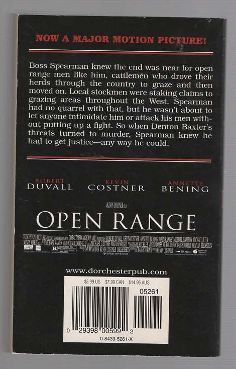Open Range Action historical fiction Movie Tie-In Western Books