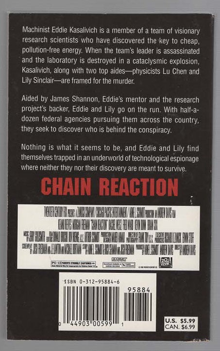 Chain Reaction Action Adventure Movie Tie-In science fiction thriller Books