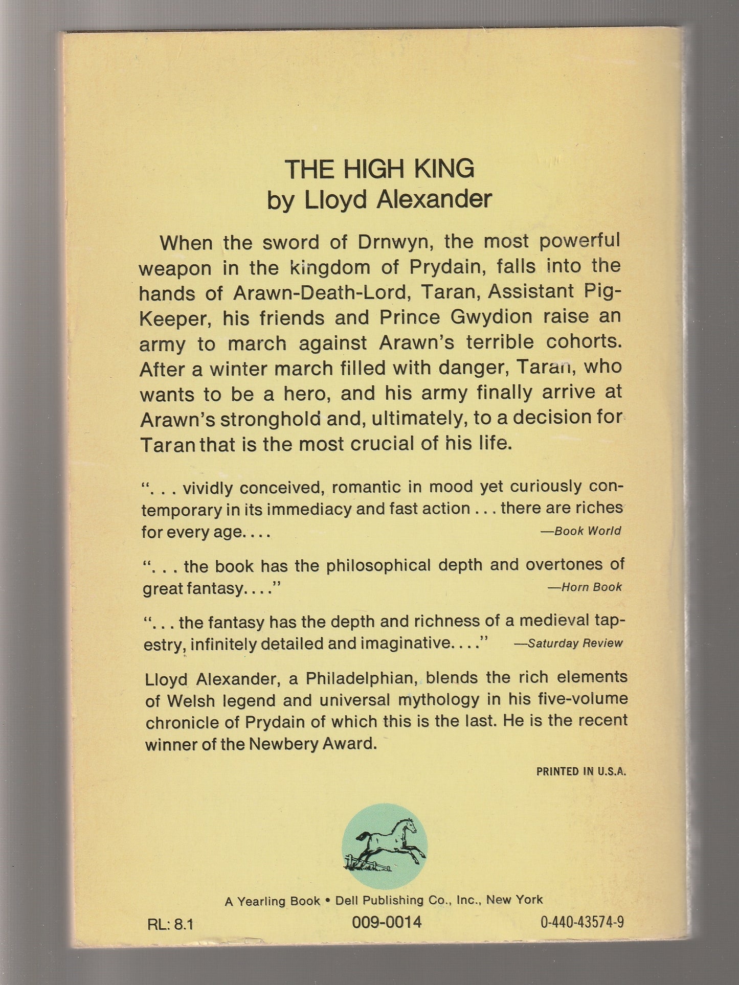 The Chronicles Of Prydain books 1 through 5 Adventure Children children's classic children's literature Epic Fantasy fantasy High Fantasy kids middle grade paperback Science Fiction Fantasy used Vintage vintage fantasy vintage paperback Young Adult Books