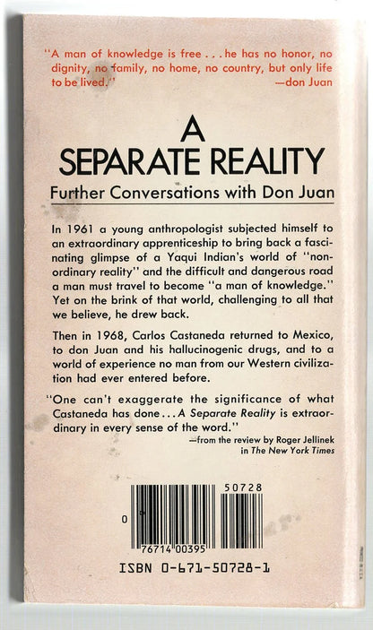 A Separate Reality Anthropology Classics Philosophy Psychology Religion spiritual used Books