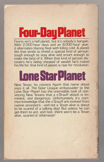 Four Day Planet and Lone Star Planet science fiction used Books