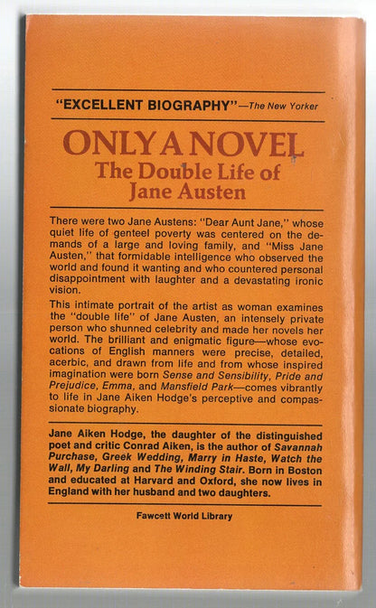 Only a Novel: The Double Life of Jane Austen Biography Memoir British Literature History Nonfiction Regency used Vintage Books