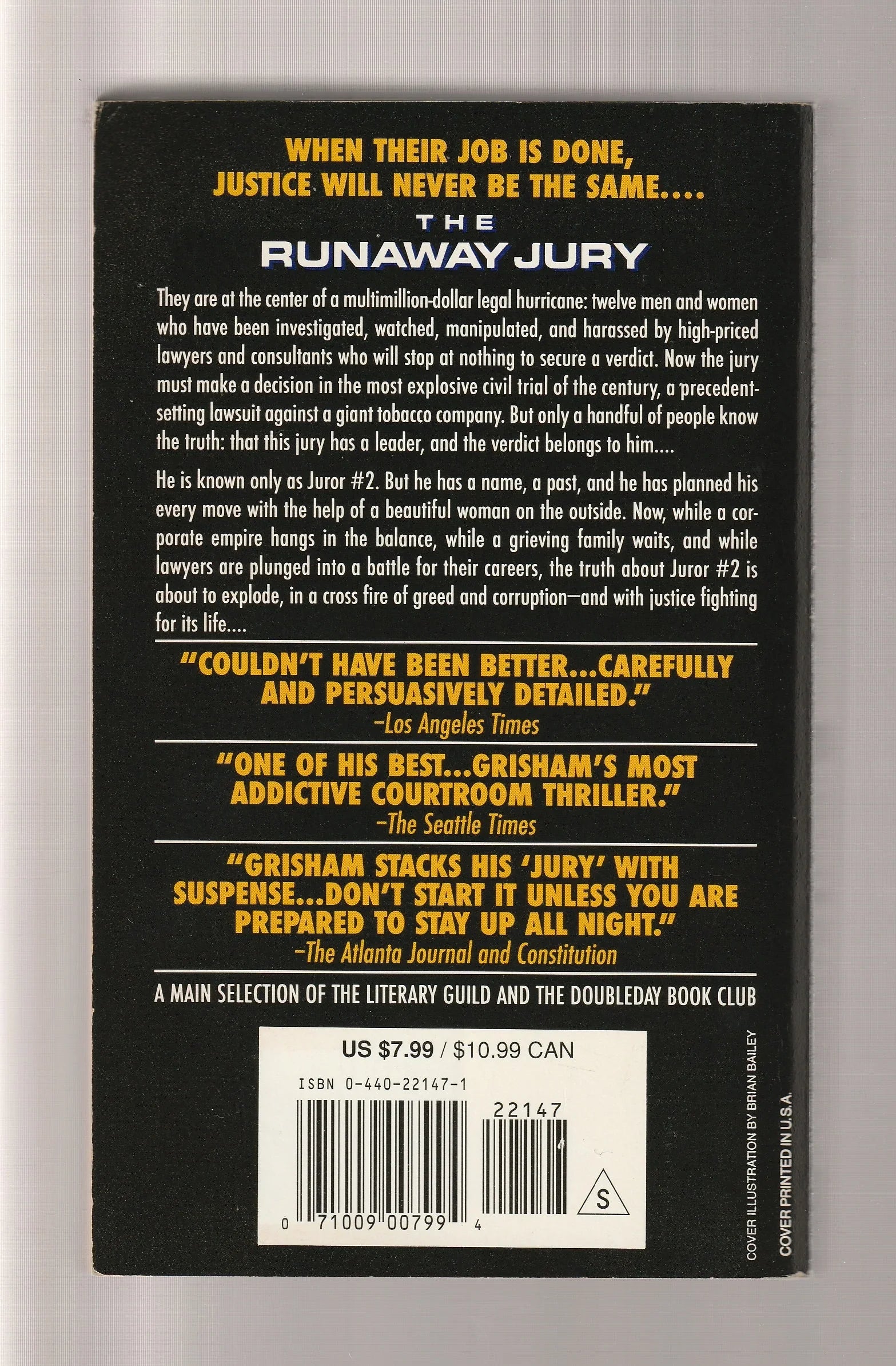 The Runaway Jury Adult Fiction crime Crime Fiction Crime Thriller fiction Law Legal Thriller mystery mystery thriller novel Novels paperback Suspense thriller used Books