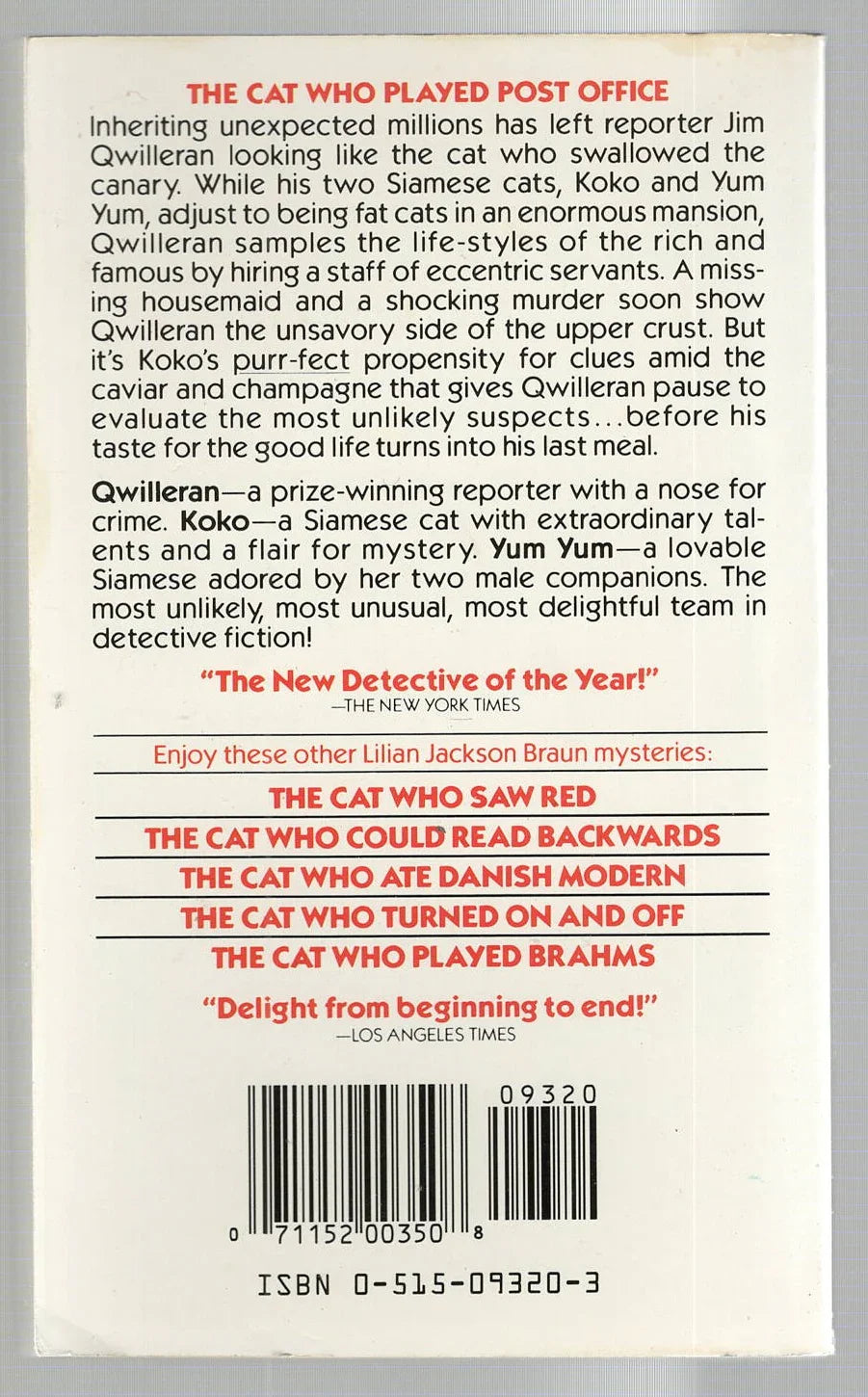 The Cat Who Played Post Office Cozy Mystery murder mystery mystery used Books