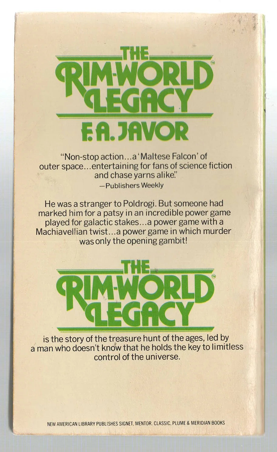 The Rim-world Legacy Classic Science Fiction science fiction used Vintage Books
