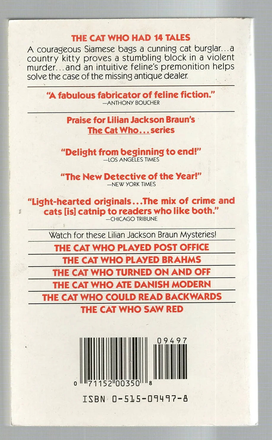 The Cat Who Had 14 Tales Cozy Mystery Humor mystery Short Stories Short Story Collection used Books