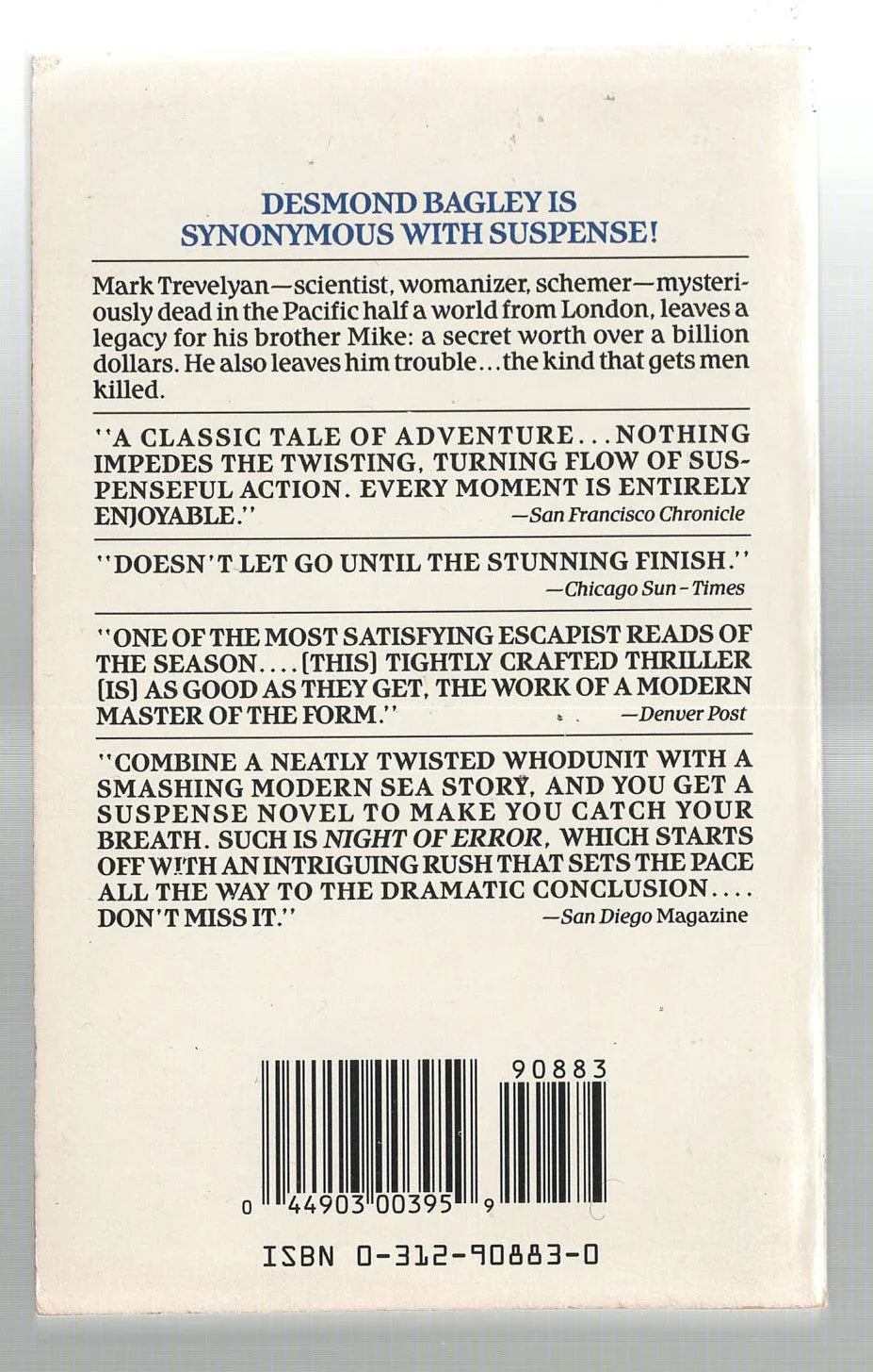 Night of Error Action Adventure mystery mystery thriller Suspense used Books