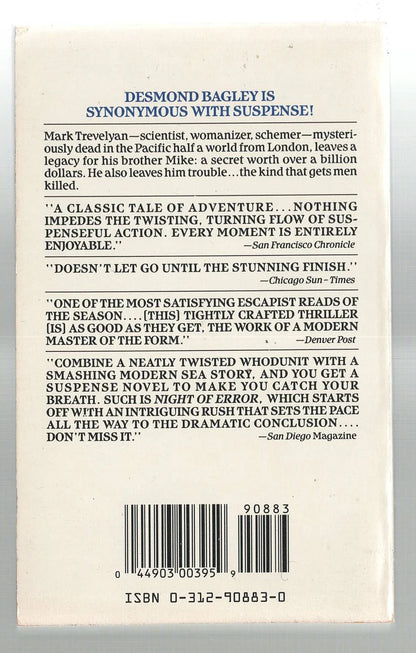 Night of Error Action Adventure mystery mystery thriller Suspense used Books