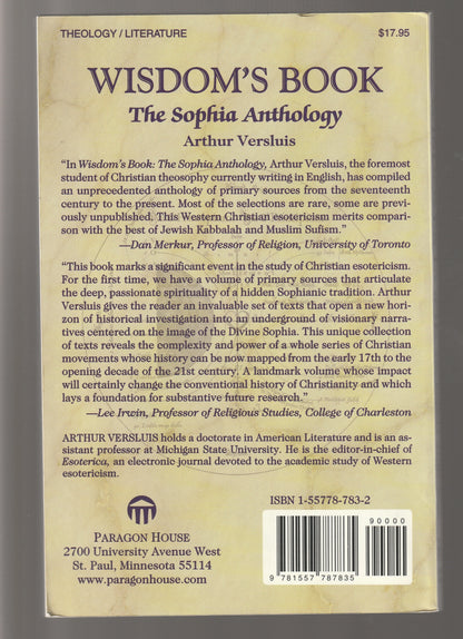 Wisdom's Book, The Sophia Anthology Body Mind Spirit Christian Christian Mysticism metaphysical metaphysics paperback spiritual Spiritualism Spirituality theology used Books