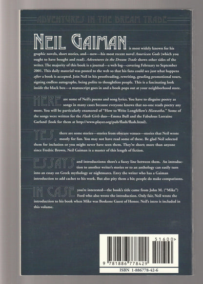 Adventures In The Dream Trade anthology British Literature essay essays fantasy paperback Poetry Sci-Fi science fiction Science Fiction Fantasy Short Short Stories Short Story Collection Urban Fantasy used Books