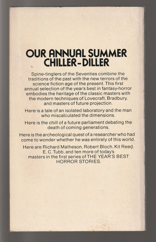 The Year's Best Horror Stories no. 1 anthology Collections cosmic horror Daw Yellow Spine gothic-horror horror paperback paranormal horror Psychological Horror Sci-Fi sci-fi horror science fiction Short Stories Short Story Collection used Vintage vintage horror vintage paperback vintage science fiction Books