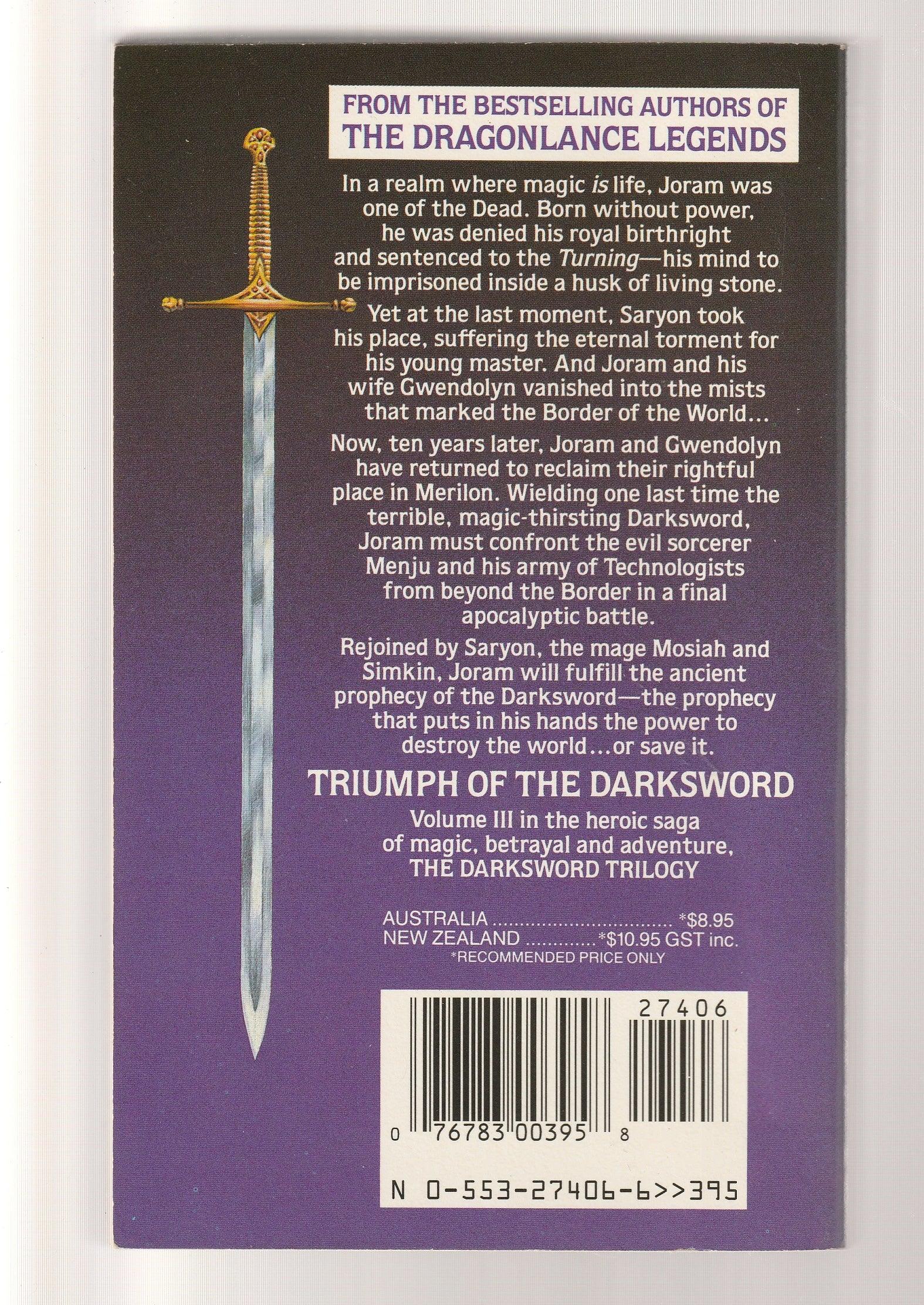 Triumph Of The Darksword Adventure Epic Fantasy fantasy High Fantasy magic paperback Science Fiction Fantasy used Books