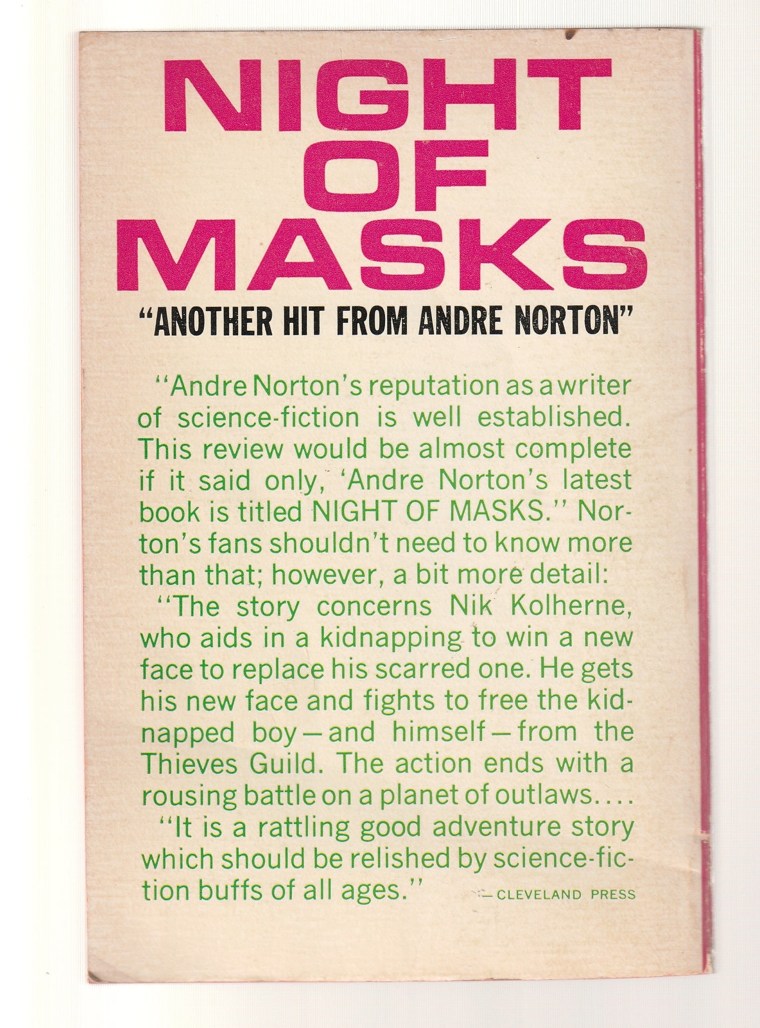 Night Of Masks Classic Science Fiction Military Science Fiction paperback Sci-Fi Sci-Fi Mystery science fiction Science Fiction Fantasy space sci-fi Speculative Fiction used Vintage vintage paperback vintage science fiction Books