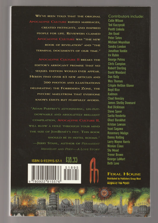 Apocalypse Culture-II anthology apocalypse Conspiracy crime culture essays historical nonfiction History Non-Fiction Nonfiction paperback Philosophy True Crime used Books