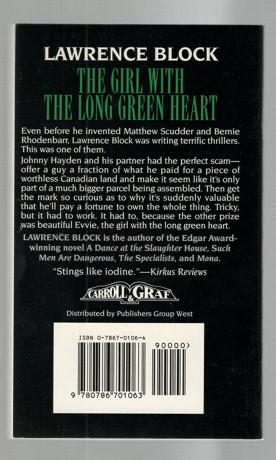 The Girl With the Long Green Heart Crime Fiction mystery Noir thriller used Books