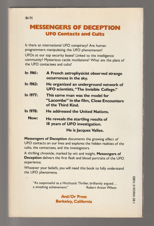 Messangers Of Deception: UFO Contacts and Cults Alien Aliens historical History mystery Non-Fiction occult paperback Paranormal Paranormal Mystery Religion Sci-Fi Sci-Fi Mystery Science UFO used Books