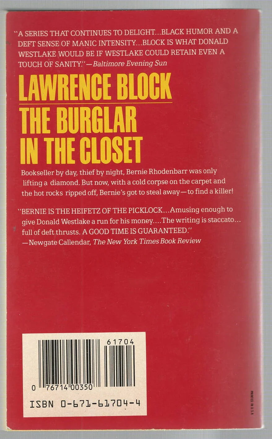 Burglar in the Closet Crime Fiction Detective Fiction Humor mystery mystery thriller Suspense used Books