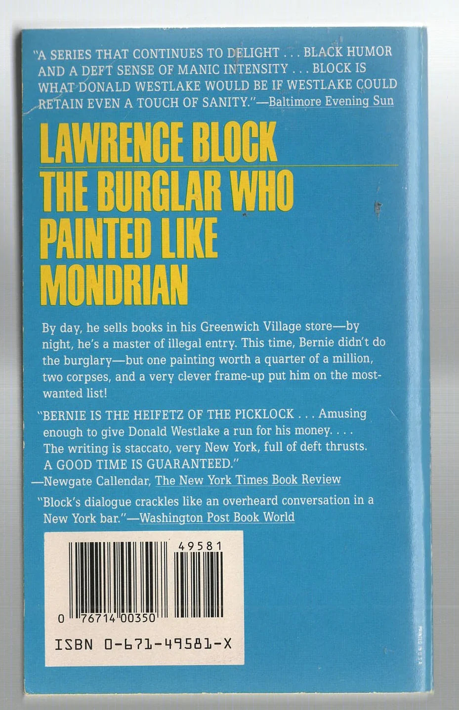 The Burglar Who Painted Like Mondrian Art Comedy Crime Fiction Humor mystery mystery thriller used Books