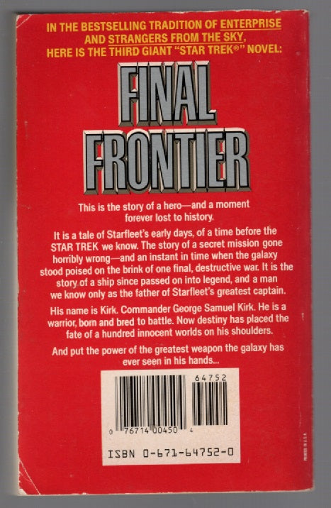 Star Trek: Final Frontier paperback science fiction Star Trek Books