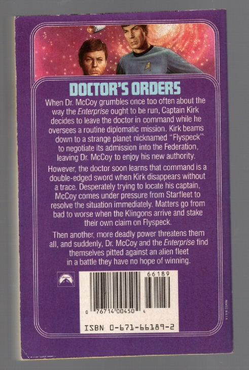Star Trek: Doctor's orders paperback science fiction Star Trek Books