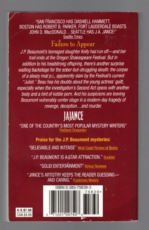 Failure To Appear Crime Fiction mystery paperback book