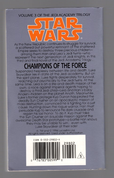 Star Wars Champions Of The Force paperback science fiction Space Opera star wars Books
