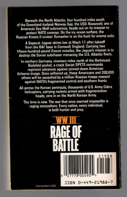 WWIII Rage Of Battle Military Fiction paperback thrilller book