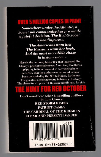 The Hunt For Red October Military Fiction Movie Tie-In paperback thrilller book