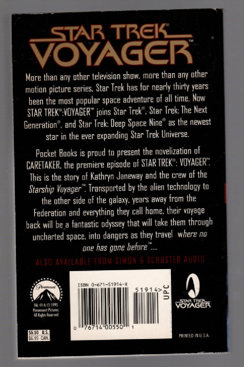 Star Trek: Voyager: Caretaker paperback science fiction Star Trek Books