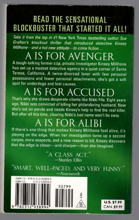 A Is For Alibi Crime Fiction mystery paperback book