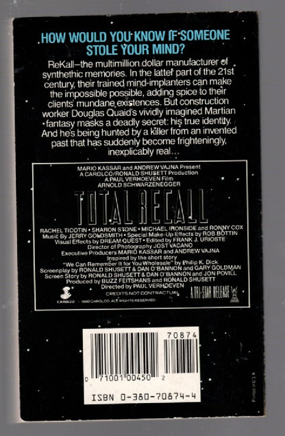 Total Recall Movie Tie-In paperback science fiction Books