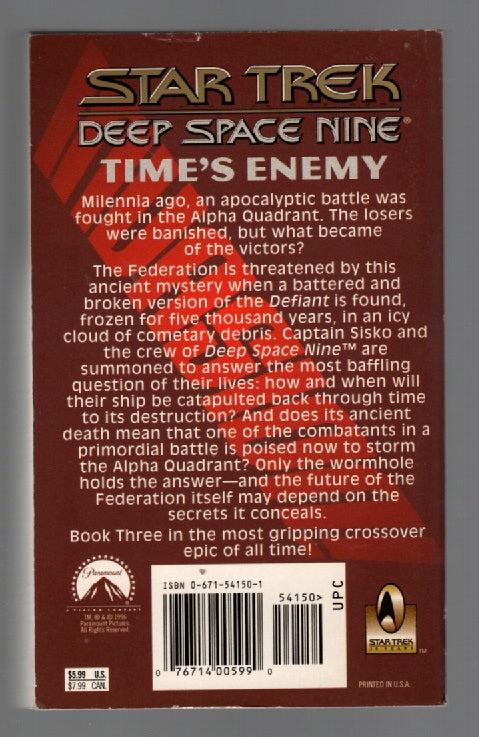 Star Trek Deep Space Nine: Time's Enemy paperback science fiction Star Trek Books