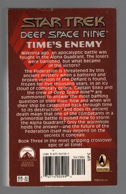 Star Trek Deep Space Nine: Time's Enemy paperback science fiction Star Trek Books