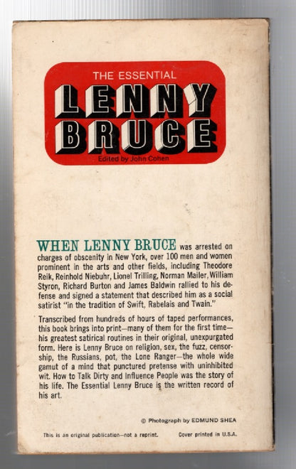 The Essential Lenny Bruce Comedy Nonfiction Books