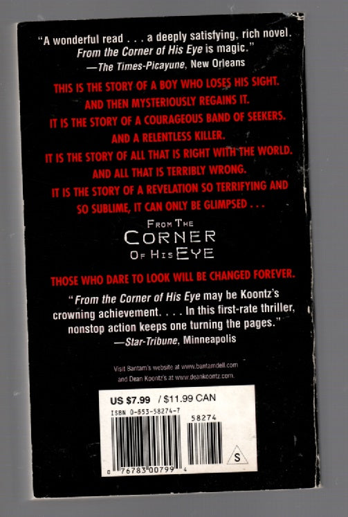 From The Corner Of His Eye horror paperback Books