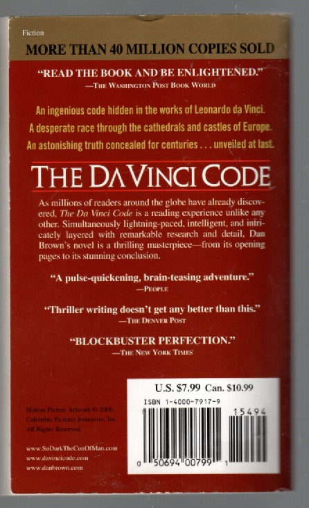 The Davinci Code Crime Fiction mystery paperback thrilller Books
